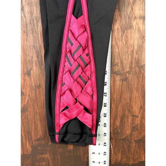 Lululemon Pace Tight Special Edition Weave 7/8 Leggings Pink Black Womens 6 EUC - Picture 2 of 8
